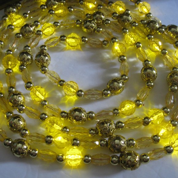 LED Lighted Bead Christmas Garland Amber Lights Meil Creations 9 Feet Battery Op - Picture 10 of 14